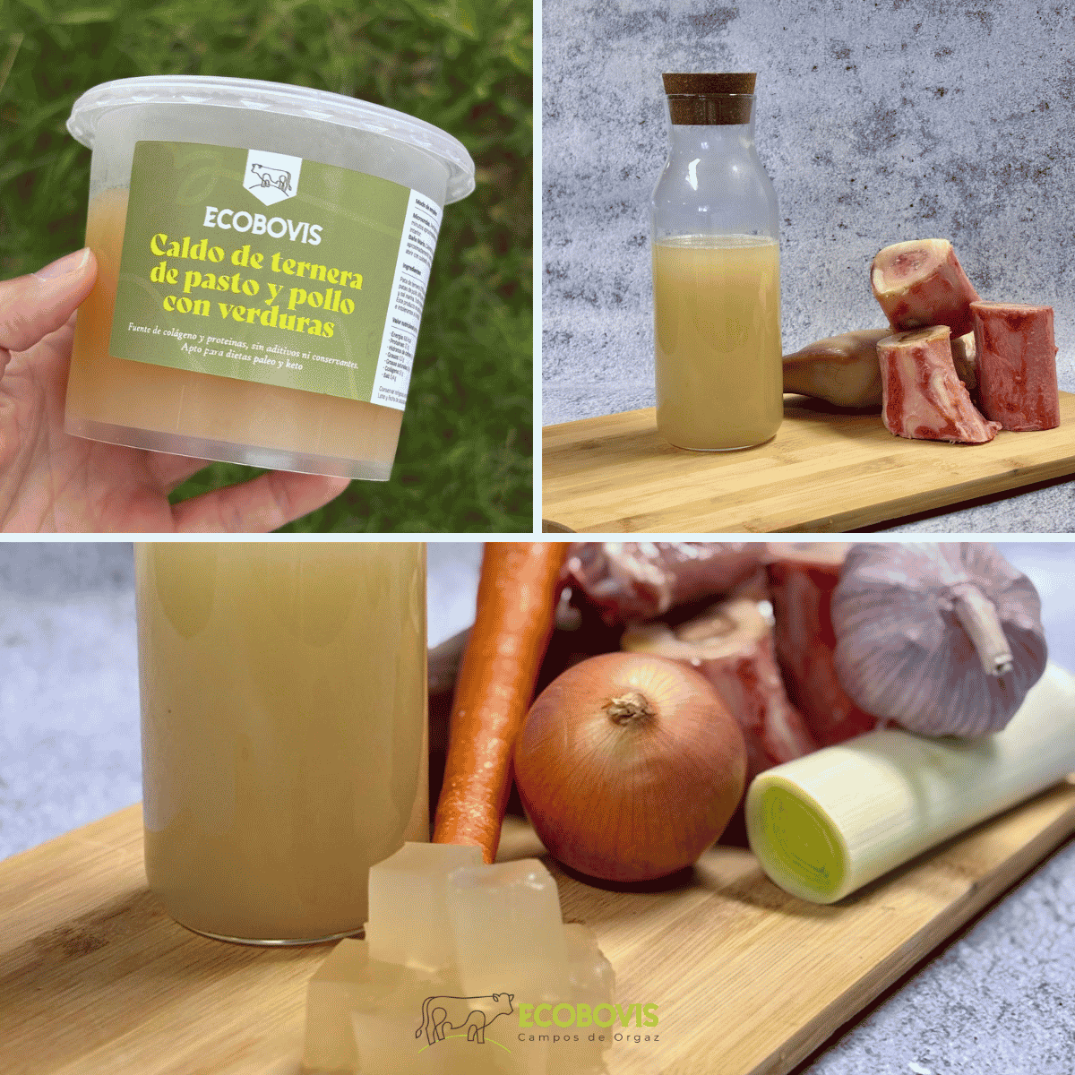 Caldos ricos en colágeno: nutrientes y ternera ecológica de pasto